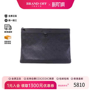 中古LV路易威登男包A级95新Clutch bag手拿包牛皮手拿包黑色