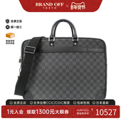 中古LV路易威登女包A级95新 Porte Document棋盘格斜挎包BRANDOFF