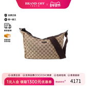 中古Gucci古驰女包A级95新Shoulder bag肩包帆布斜挎包棕色正品