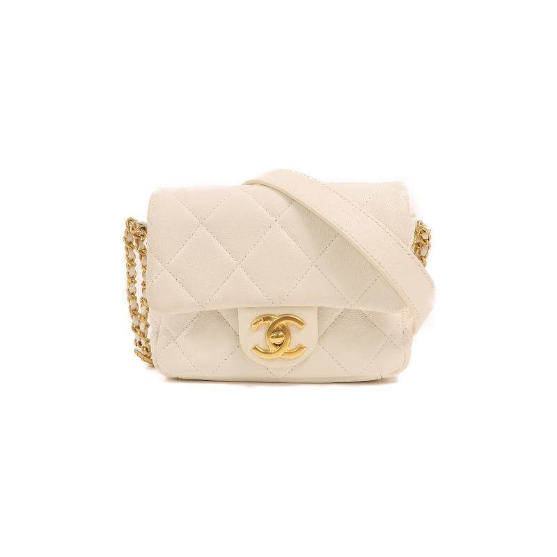 中古Chanel香奈儿女包B级9新Shoulder bag肩包牛皮斜挎包白色
