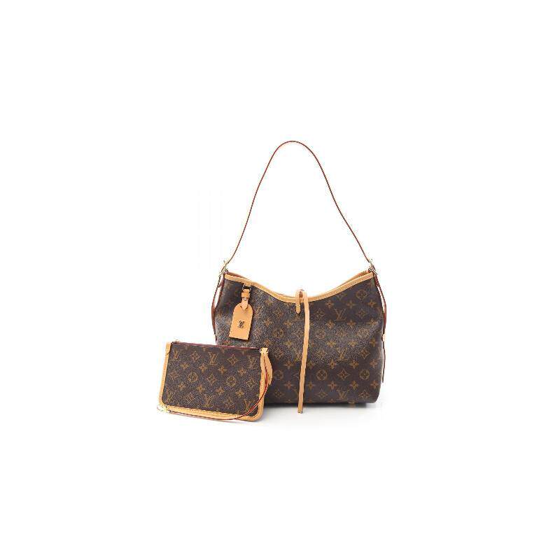 中古LV路易威登女包A级95新Carryall涂层/防水帆布单肩包棕色复古