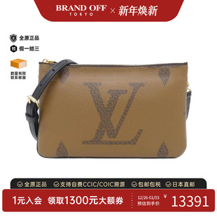 BRANDOFF Pochette老花斜挎包正品 中古LV路易威登女包A级95新 Zip