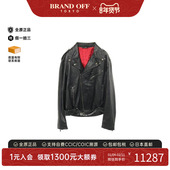 中古Gucci古驰男A级95新leather jacket皮夹克羊皮外套黑色