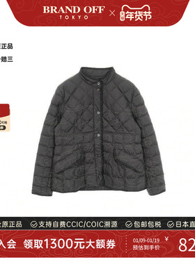 中古Moncler盟可睐女A级95新Down jacket羽绒夹克编织品外套黑色