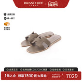 中古Hermes爱马仕女S级99新sandals凉鞋 牛皮鞋 灰色