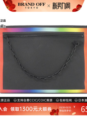 中古LV路易威登女包A级95新Taiga Rainbow 手拿包高级BRANDOFF