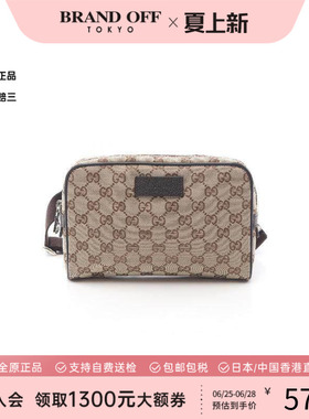 中古Gucci古驰女包A级95新GG canvasGG帆布帆布腰包浅褐色