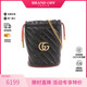 中古Gucci古驰女包A级95新GG Marmn双G马蒙包牛皮斜挎包黑色复古