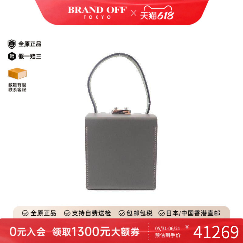 中古Hermes爱马仕女包A级95新Handbag手包牛皮手提包灰色