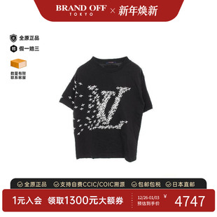 中古LV路易威登男B级9新Cut sew针织布棉上衣黑色BRANDOFF and