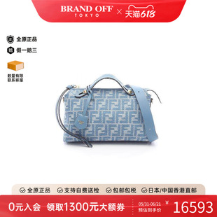 中古Fendi芬迪女包S级99新Handbag手包帆布斜挎包蓝色BRANDOFF