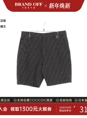 中古Fendi芬迪男A级95新half pants半裤棉裤子灰色正品BRANDOFF