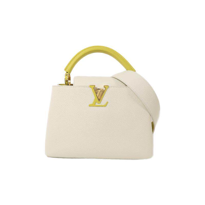 中古LV路易威登女包A级95新Capucines卡普辛牛皮斜挎包白色正品