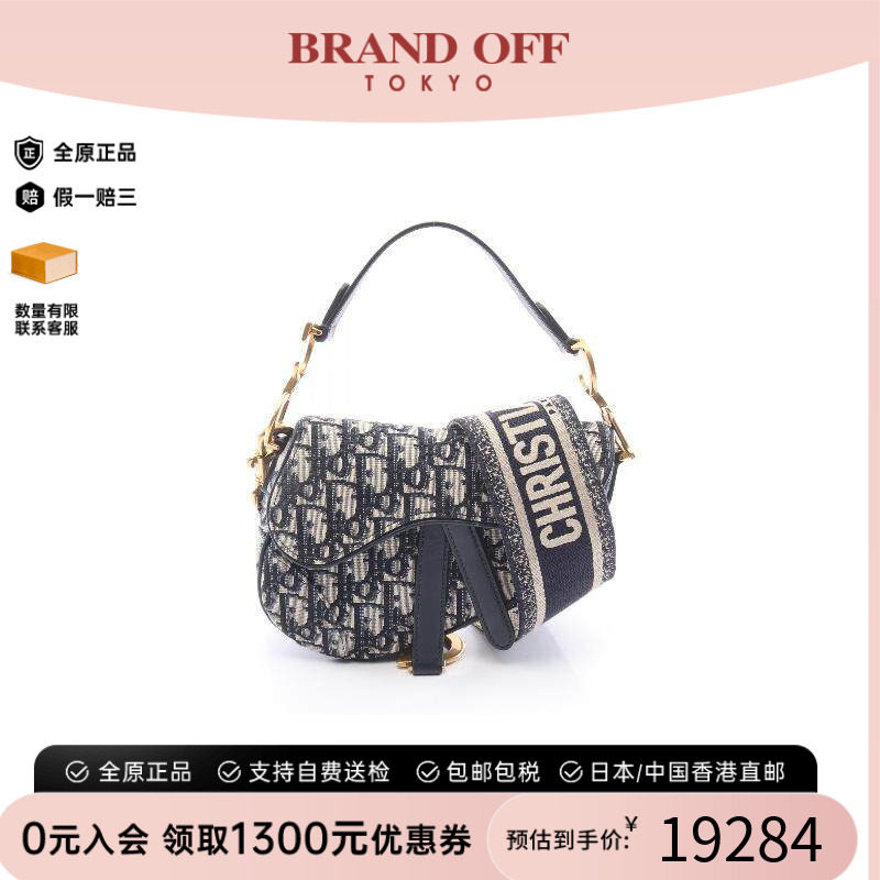 日本中古二奢Dior迪奥女包A级95新saddlebag马鞍包帆布手提包正品