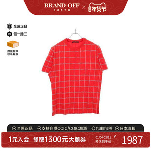 中古LV路易威登男B级9新T-shirtT恤棉上衣红色