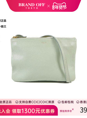 中古Celine赛琳女包B级9新Shoulder bag肩包羊皮斜挎包绿色正品