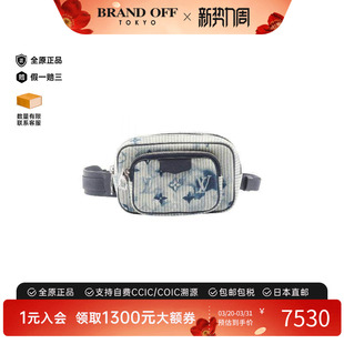 中古LV路易威登男包B级9新body bag随身包帆布斜挎包蓝色BRANDOFF
