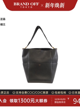 中古CELINE赛琳女包B级9新Sangle Bucket Bag小牛皮单肩包