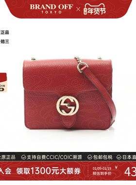中古Gucci古驰女包B级9新Interlocking G 牛皮斜挎包红色BRANDOFF