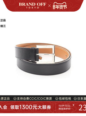 中古Hermes爱马仕男B级9新belt腰带牛皮其他黑色