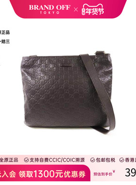 中古Gucci古驰女包B级9新Shoulder bag肩包牛皮斜挎包黑色 HK正品