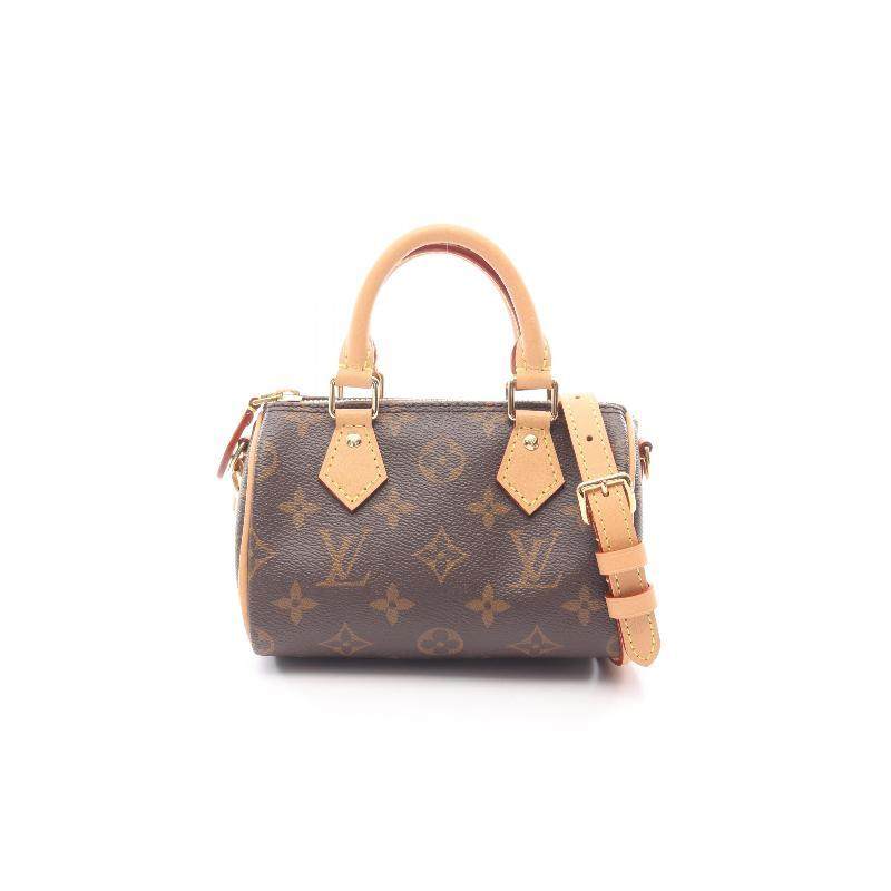 中古LV路易威登女包A级95新speedy枕头包涂层/防水帆布斜挎包棕色