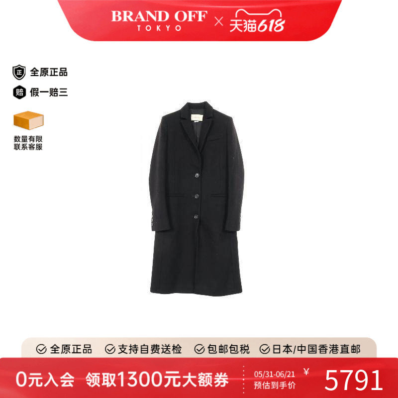 中古Gucci古驰女A级95新coat风衣外套羊毛外套黑色正品BRANDOFF