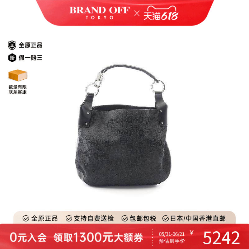 中古Gucci古驰女包A级95新shoulder bag斜挎包帆布单肩包黑色
