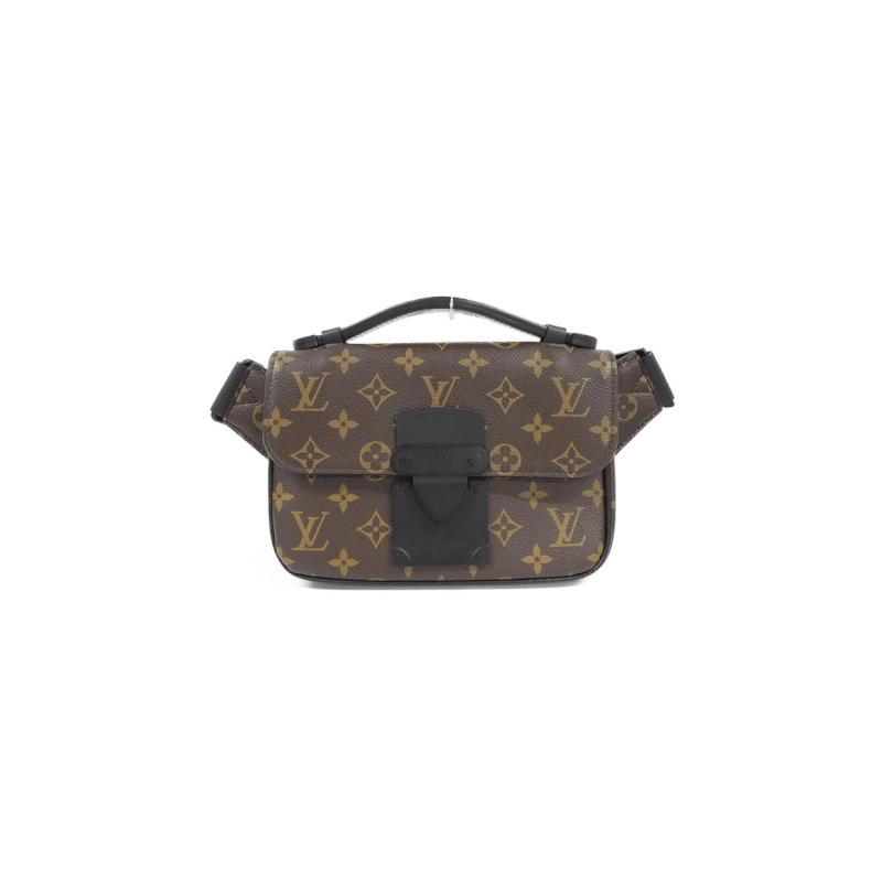 中古LV路易威登通用A级95新S-Lock Sling Bag老花手提斜挎包复古