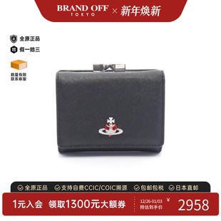 中古Vivienne Westwood薇薇安女S级99新wallet钱包牛皮短钱包黑色
