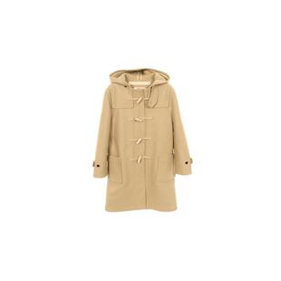 中古Celine赛琳女A级95新duffle coat粗呢大衣羊毛外套浅褐色