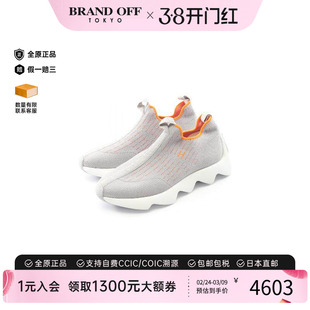 中古Hermes爱马仕女S级99新sneakers运动鞋尼龙鞋灰色