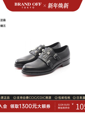 中古Hermes爱马仕男S级99新collie cyan牛皮鞋黑色高级BRANDOFF