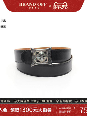 中古Hermes爱马仕男A级95新belt腰带牛皮腰带黑色时尚BRANDOFF
