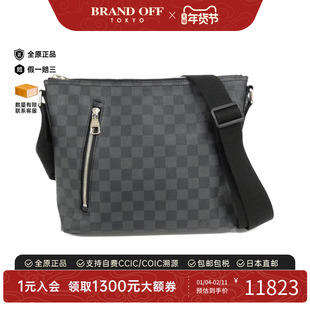 中古LV路易威登女包A级95新 Graphite Mick棋盘格斜挎包正品时尚