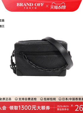 中古LV路易威登男包A级95新Soft Trunk盒子牛皮斜挎包黑色正品