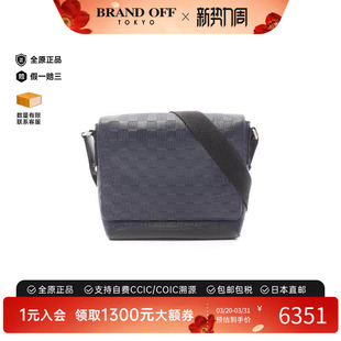 中古LV路易威登男包B级9新District PM牛皮斜挎包蓝色