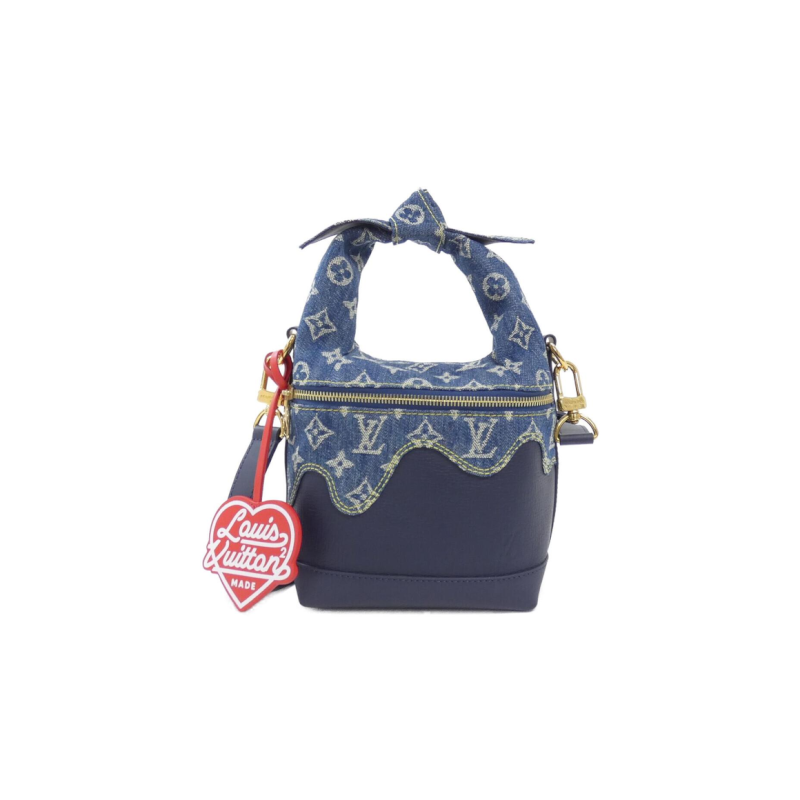 中古LV路易威登女包95新Japanese2022PS牛仔帆布牛皮老花单肩包