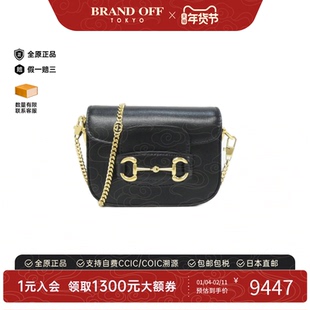 中古GUCCI古驰女包A级95新HORSEBIT 1955马衔扣包皮革斜挎包