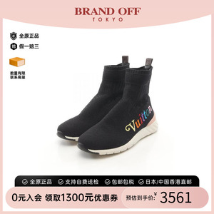 中古LV路易威登女A级95新sneakers运动鞋帆布鞋黑色正品BRANDOFF