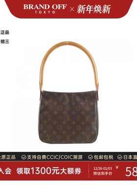 中古LV路易威登女包B级9新Looping MM名媛包老花单肩包BRANDOFF