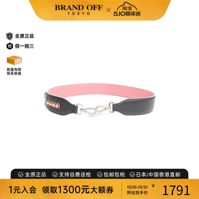 中古Fendi芬迪男A级95新shoulder strap肩带牛皮其他黑色BRANDOFF