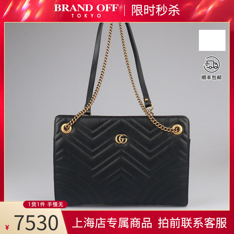 中古「9新」GUCCI古驰GG MARMONT 绗缝链条托特 二手奢侈品包包