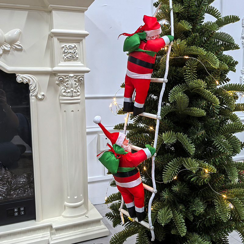 圣诞老人爬梯挂饰创意摆件圣诞节装饰品场景布置挂件圣诞树挂饰