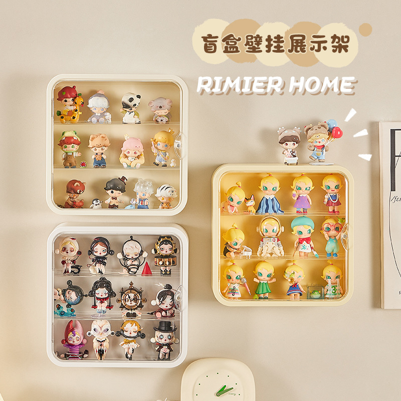盲盒收纳展示架透明壁挂式墙面柜手办娃娃框公仔泡泡玛特展示盒子