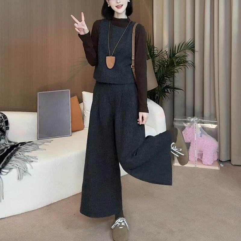 BLLOUKE高级感马甲套装女秋冬2024新款时尚气质长袖上衣休闲阔腿