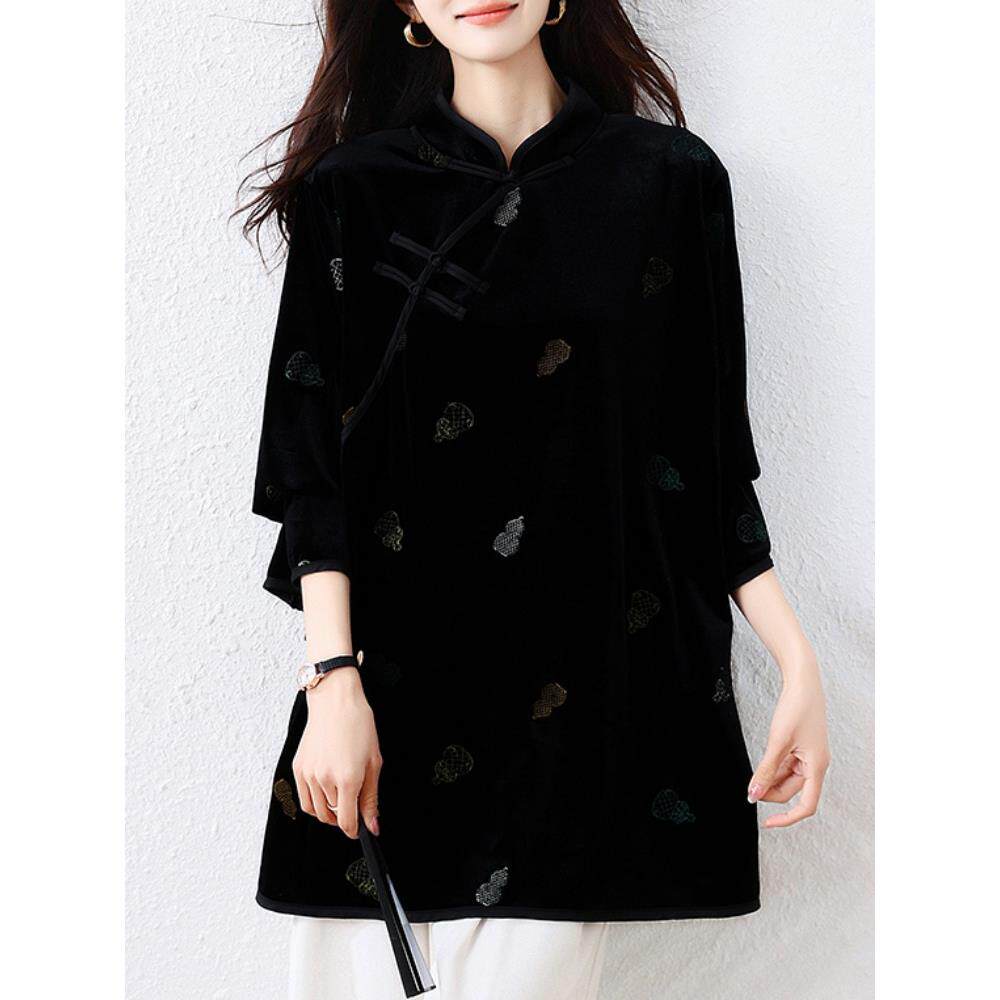 JOYIASS新中式大码女装国风高端精致唐装衬衫外套女2025秋冬新款