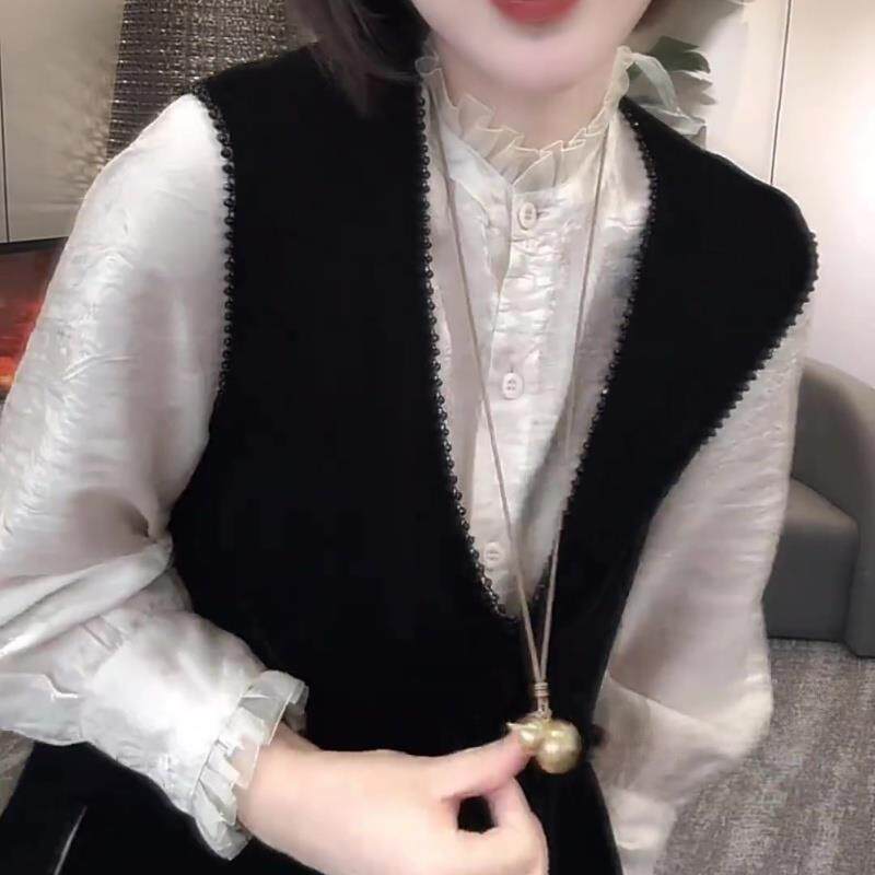 JOYIASS2025春秋季新款女士新中式时尚套装V领无袖背心马甲漂亮长