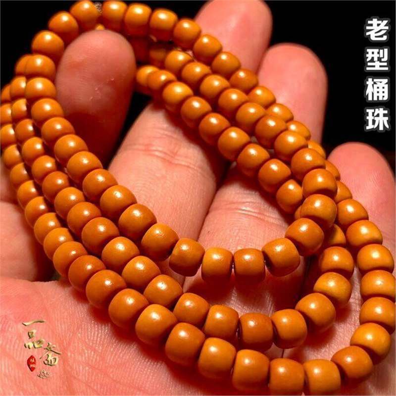 橄榄核脖挂老型珠文玩核雕手串108颗佛珠配饰项链桶珠手链串珠