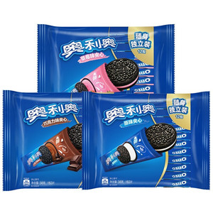 奥利奥夹心饼干原味草莓味巧克力味349g12小包独立装休闲网红零食